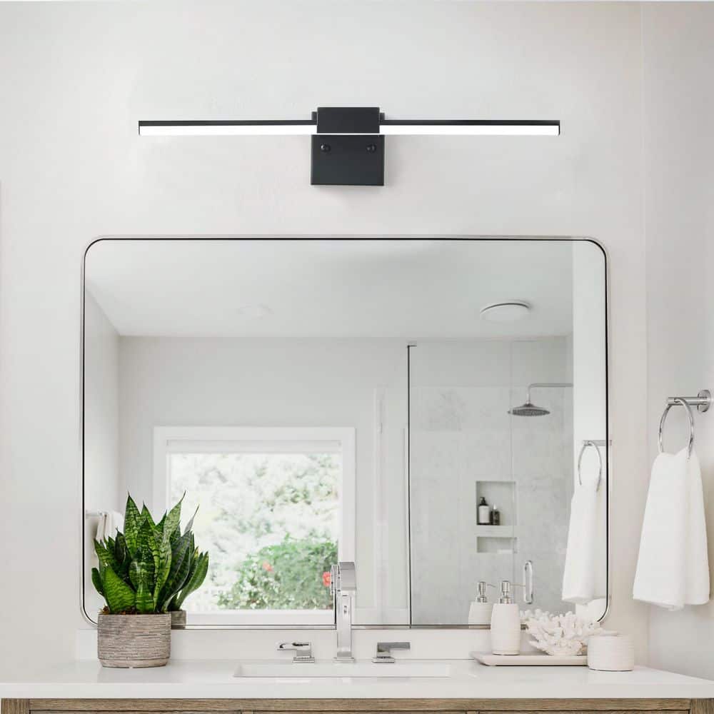 Modern 23.74 in. Matte Black Dimmable 12W LED Vanity Light Fixtures Bathroo