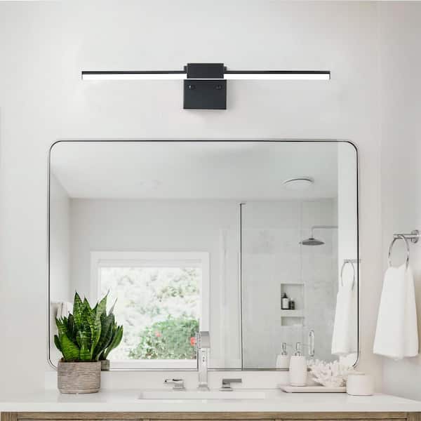 aiwen Modern 23.74 in. Matte Black Dimmable 12W LED Vanity Light Fixtures Bathroom Wall Lights Over Mirror