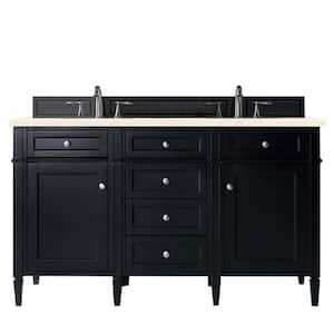 Brittany 60 in. W x 23.5 in. D x 34 in. H Double Bath Vanity in Black Onyx with Eternal Marfil Quartz Top