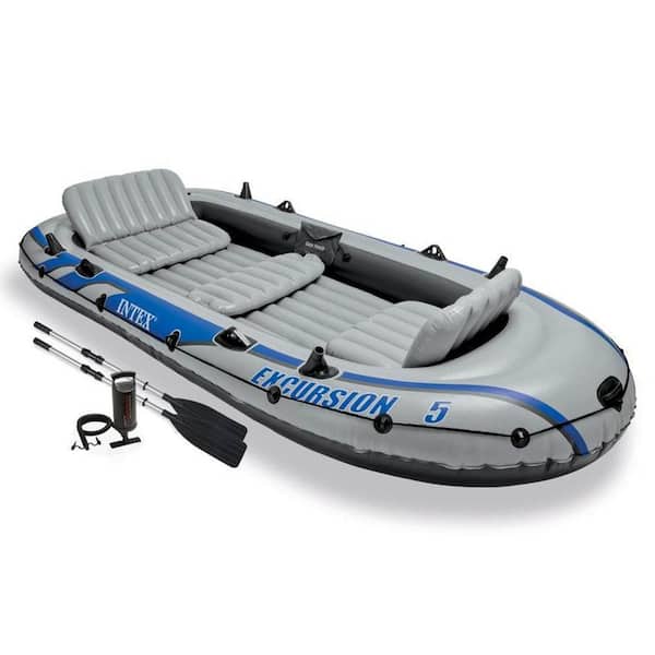 Intex 12 ft. Inflatable 5-Person Fishing Boat, Trolling Motor