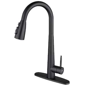 AF Single Handle Pull Down Sprayer Kitchen Faucet with 3 Modes in Matte Black