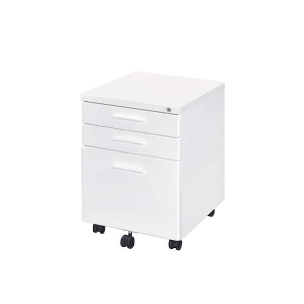 white 3 drawer file cabinet on wheels