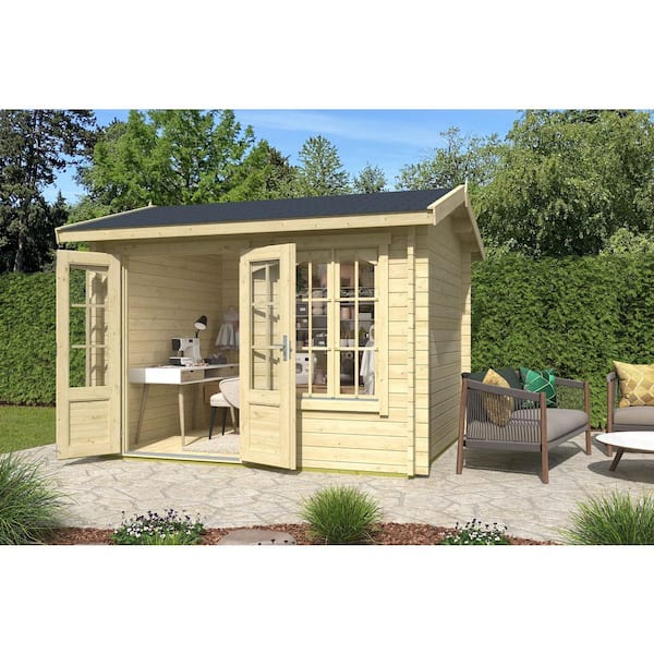 Sutton 11 ft. W x 10 ft. L x 14 ft. D Solid Wood Garden Shed with 1 Double Door and 1 Window (75.56 sq. ft. )