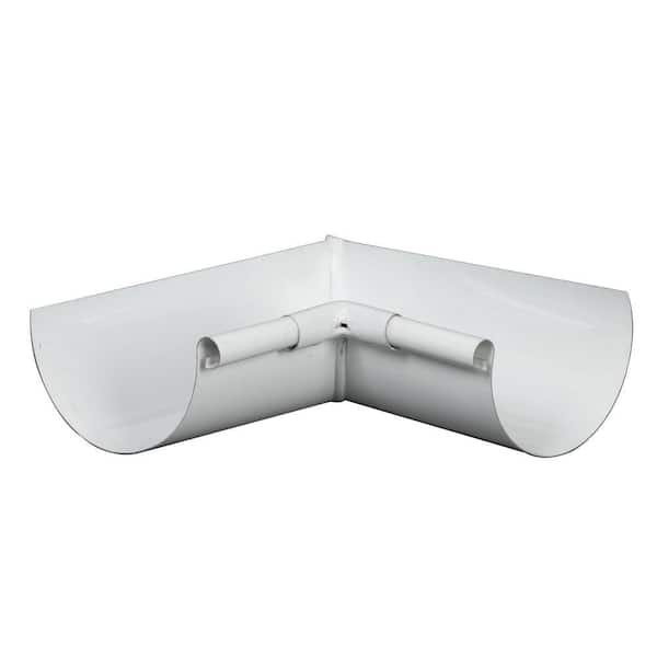 5 in. High Gloss 80 Degree White Aluminum Half Round Inside Gutter Miter