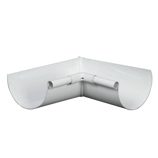 Amerimax Home Products DISCONTINUED 5 in. High Gloss 80 Degree White Aluminum Half Round Inside Gutter Miter
