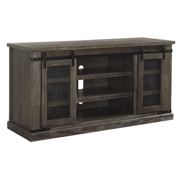 Benjara 60 in. Brown Wood TV Stand Fits TVs up to 58 in. with 6-Shelves