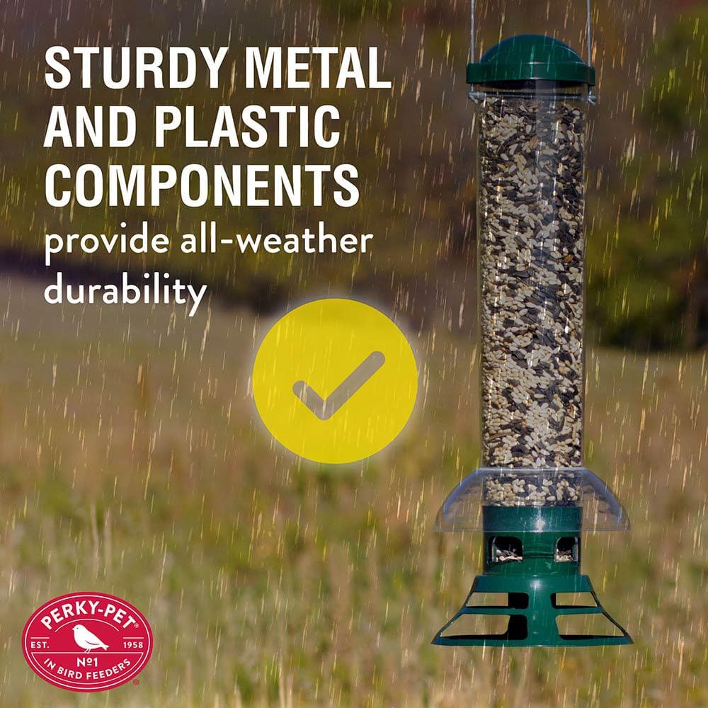 Green and Clear Squirrel Resistant Hanging Tube Bird Feeder