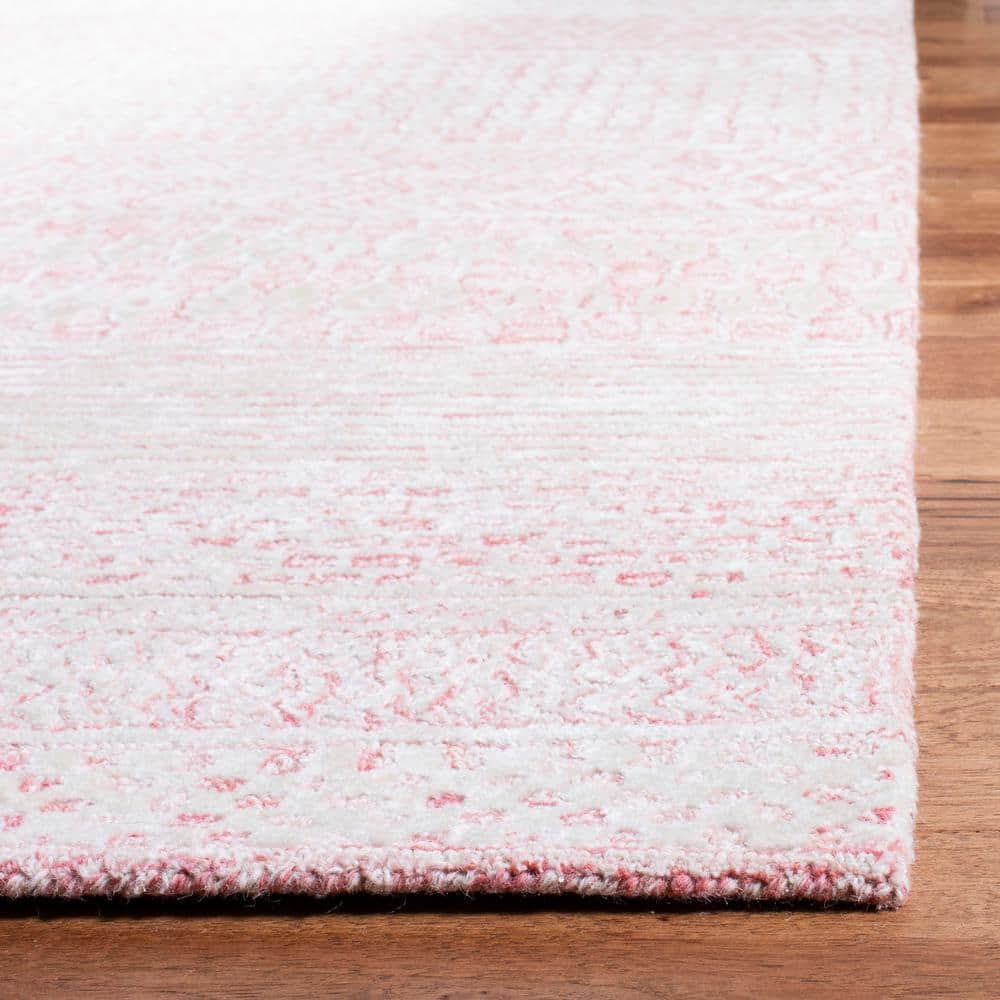 Light Pink Ivory Hand-Tufted Wool Viscose 4' x 6' Rug