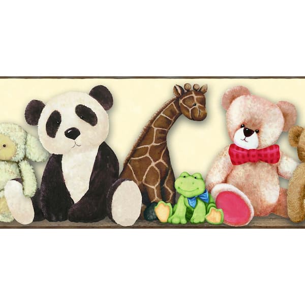 York Wallcoverings Beige Brown Blue Red Teddy Bear And Animals Prepasted Wallpaper Border Hdyr Sb7641bd The Home Depot