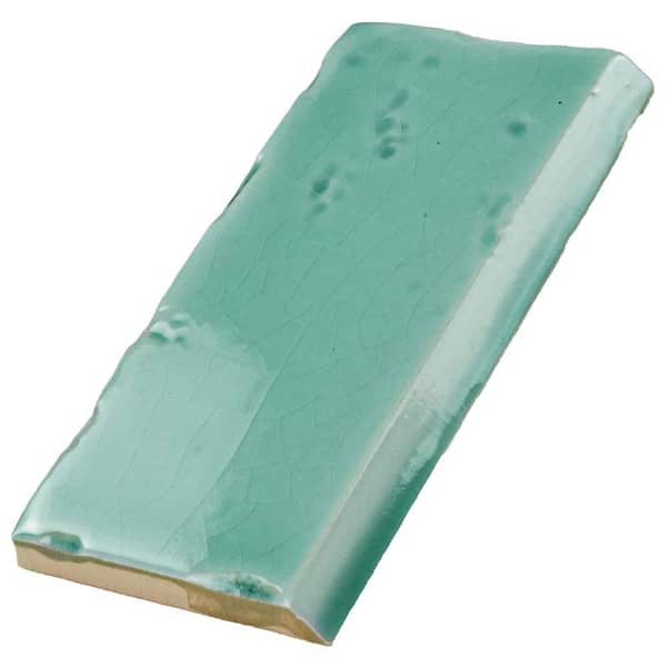 Novecento Zocalo Aguamarina 2-1/2 in. x 5-1/8 in. Glossy Ceramic Wall Tile Trim