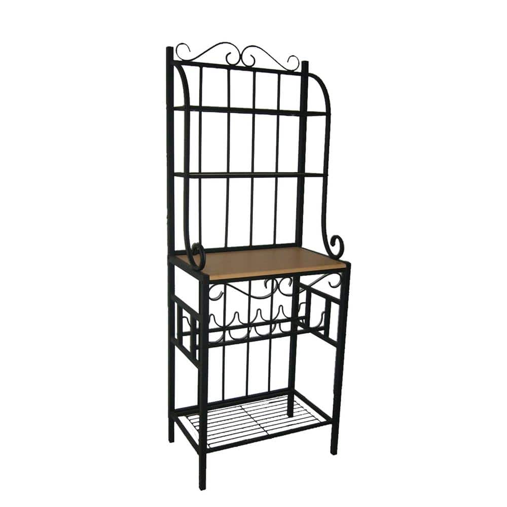 Praha 25 in. W Bakers Rack in Black