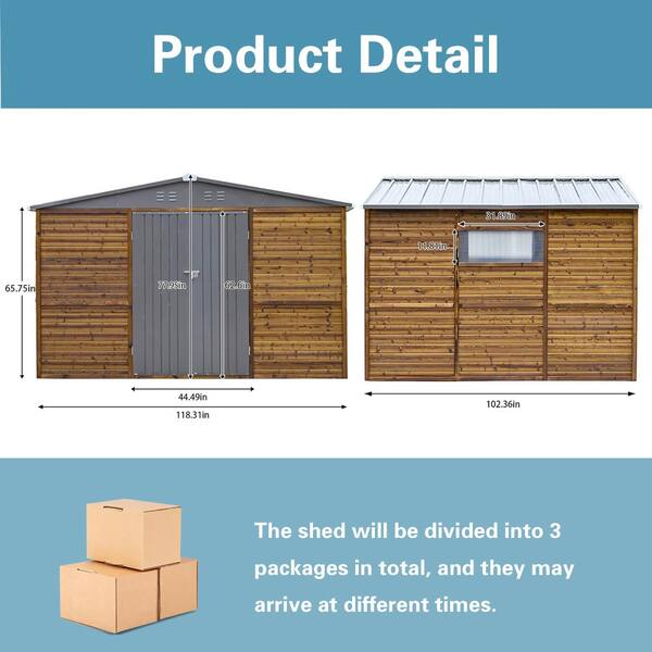 8 ft. W x 10 ft. D Iron-Wood Combination Tool Shed, Outdoor