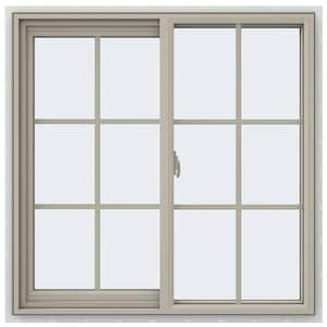 35.5 in. x 35.5 in. V-2500 Series Desert Sand Vinyl Left-Handed Sliding Window with Colonial Grids/Grilles