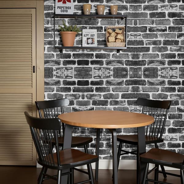 Peel and Stick Wallpaper, 17.7 x 393.7 in. Gray Brick Waterproof Self Adhesive Contact Paper, Easy-Clean Vinyl Roll