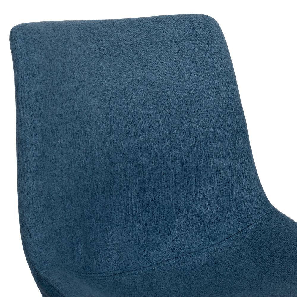 Set of 2 Blue Upholstered Counter Height Barstools with Metal Legs
