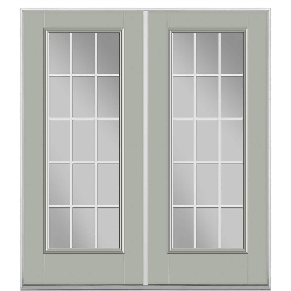 72 in. x 80 in. Silver Cloud Fiberglass Prehung Right-Hand Inswing GBG 15-Lite Clear Glass Patio Door without Brickmold price history on PriceWatchPro