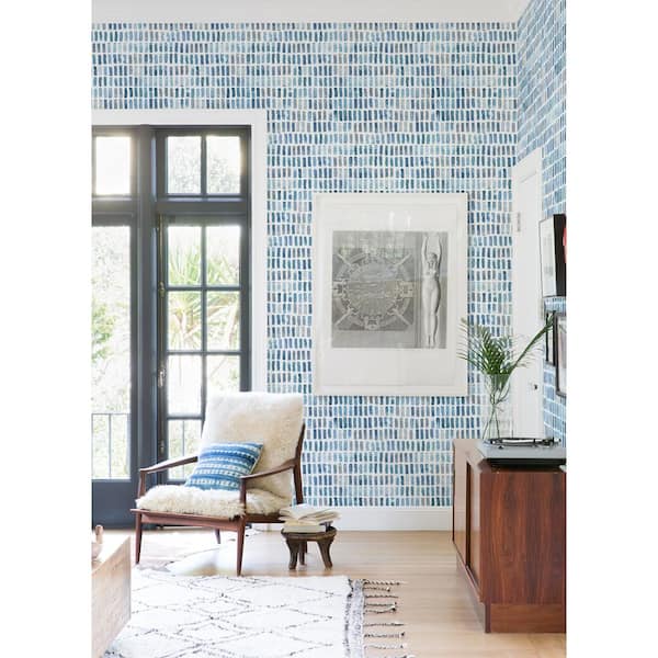 Brynne Indigo Watercolor Wallpaper Sample