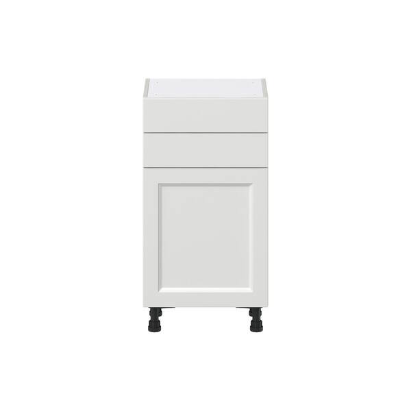 J COLLECTION 18 in. W x 14 in. D x 34.5 in. H Alton Painted White Shaker Assembled Shallow Base Kitchen Cabinet with Inner Drawers