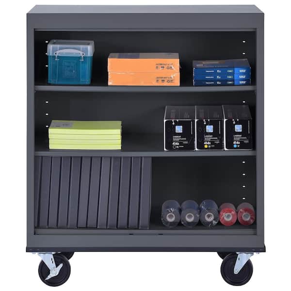 Sandusky Mobile Bookcase Series 42 in. Tall Charcoal Metal 3