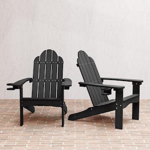 Belinda Black Recycled Plastic Poly Weather Resistant Outdoor Patio Adirondack Chair For Outdoor Patio Fire Pit(2-pack)