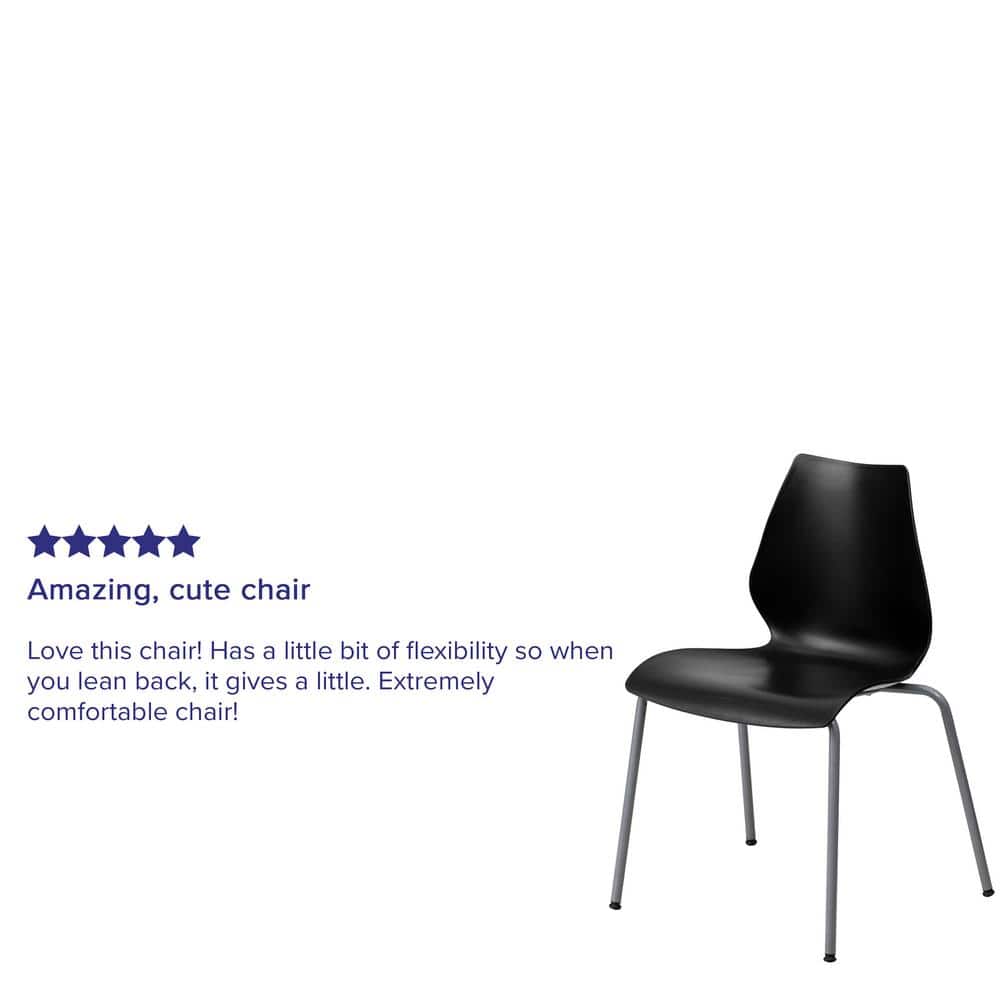 Hercules Series 770 lb. Black Polypropylene Stack Chair with Lumbar Support