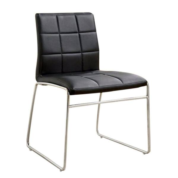 Benjara Oahu Contemporary Black Side Chair with Steel Tube Set of