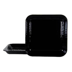 10.5 in. Solid Black Enamelware Square Plates (Set of 2)