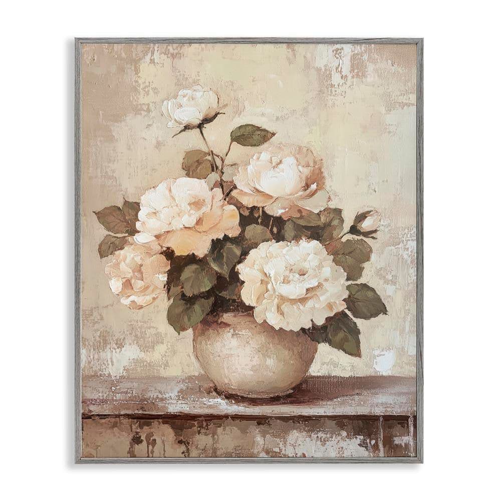 Lovely Cottage Bouquet by Petal Prints Design Gray Framed Nature Giclee Art Print 20 in. x 16 in. price history on PriceWatchPro