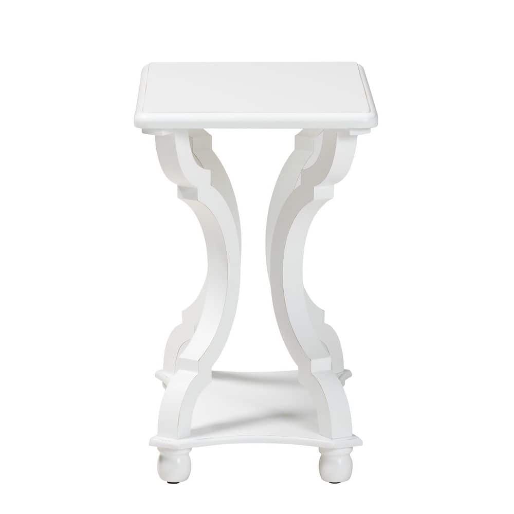Cianna White Wood Rectangular End Table with Open Shelf