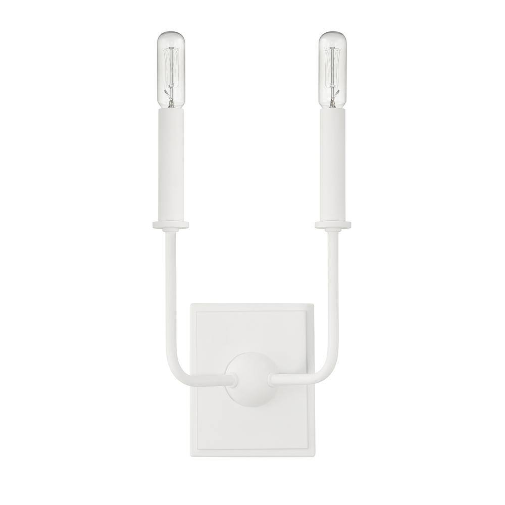 Bisque White 2-Light Dimmable Metal Wall Sconce