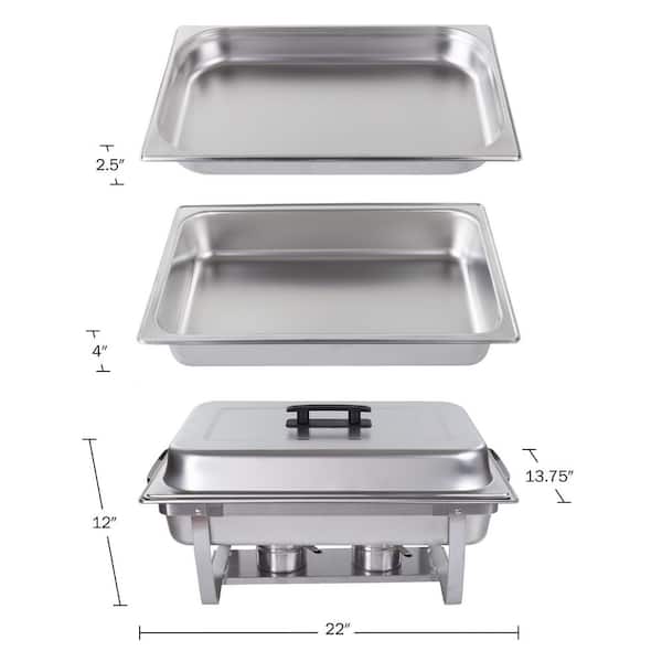 Great Northern Round 5 qt Chafing Dish Buffet Set - Includes Water Pan, Food Pan, Fuel Holder, Cover, and Stand - Food Warmers