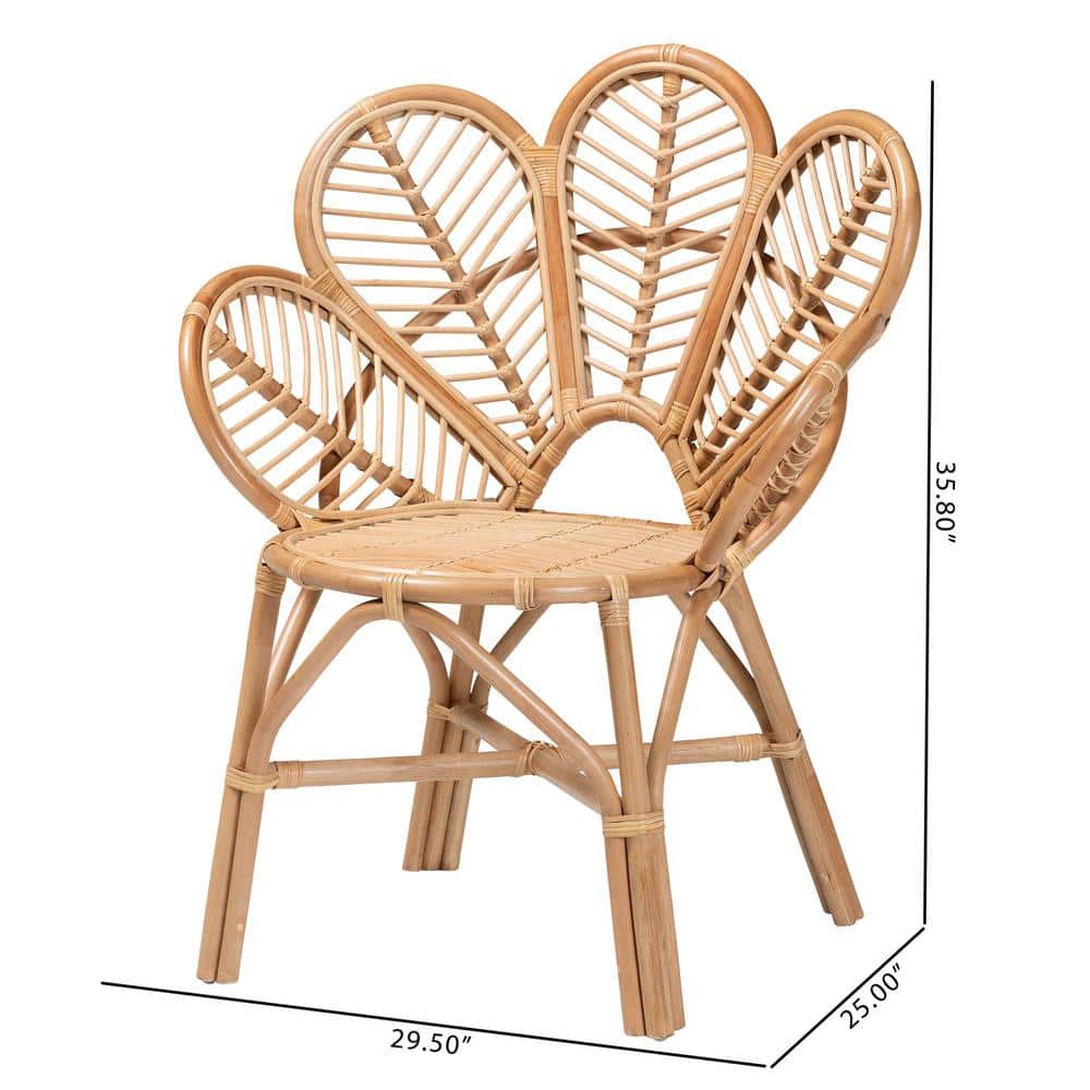 Eliava Natural Brown Handcrafted Rattan Geometric Accent Chair
