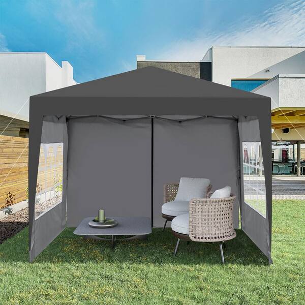 ITOPFOX 10 ft. x 10 ft. Black Outdoor Pop Up Gazebo Canopy