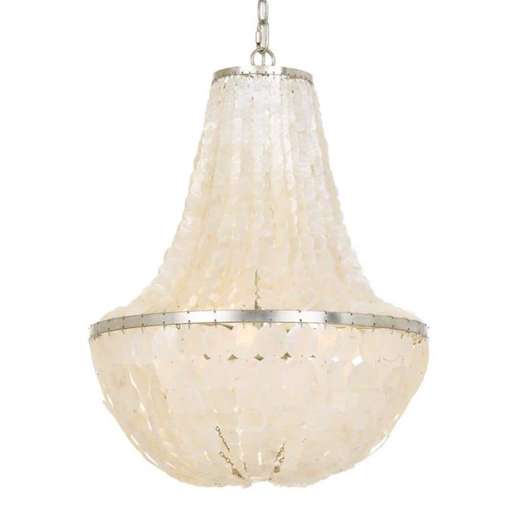 Brielle Antique Silver 6-Light Chandelier with Capiz Shells