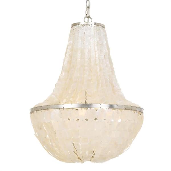 Brielle 6-Light Antique Silver Capiz Chandelier