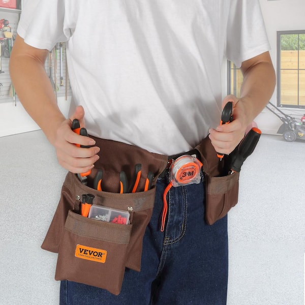 VEVOR Tool Belt, 22 Pockets, Adjust from 29 Inches to 54 Inches, Premium PU  Heavy Duty Tool Pouch Bag, Detachable Tool Bag for Electrician, Carpenter,  Handyman, Woodworker, Construction, Framer, Brown