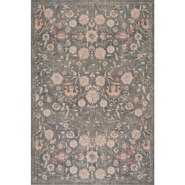 Kwireh Traditional Floral and Paisley Green 8 ft. x 10 ft. Indoor Area Rug