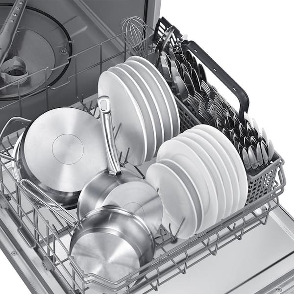 Samsung - Fingerprint Resistant 51 dBA Dishwasher plus Handle with 3rd Rack and AutoRelease Door in Stainless Steel