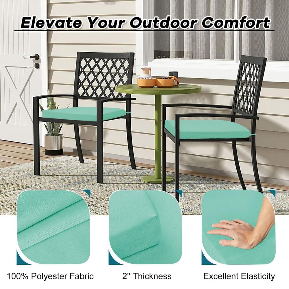 Blue Rectangular Foam Outdoor Chair Cushions Set of 4
