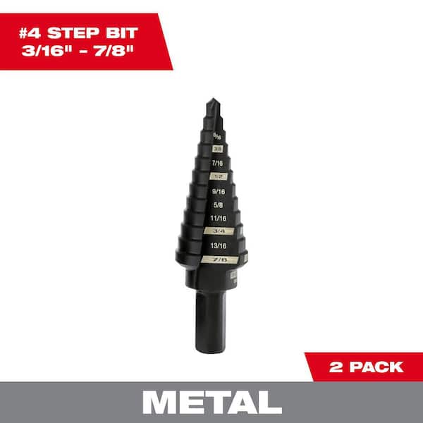 3/16 in. - 7/8 in. x 1/16 in. #4 Step Drill Bit (2 Pack)