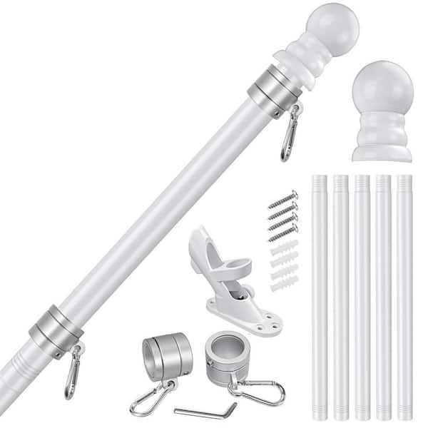FlagStars 5-Sections 6 ft. Flagpole with Bracket - White