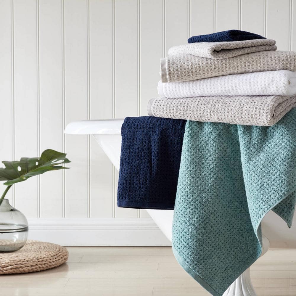 Gray Cotton 6-Piece Towel Set with Waffle Texture