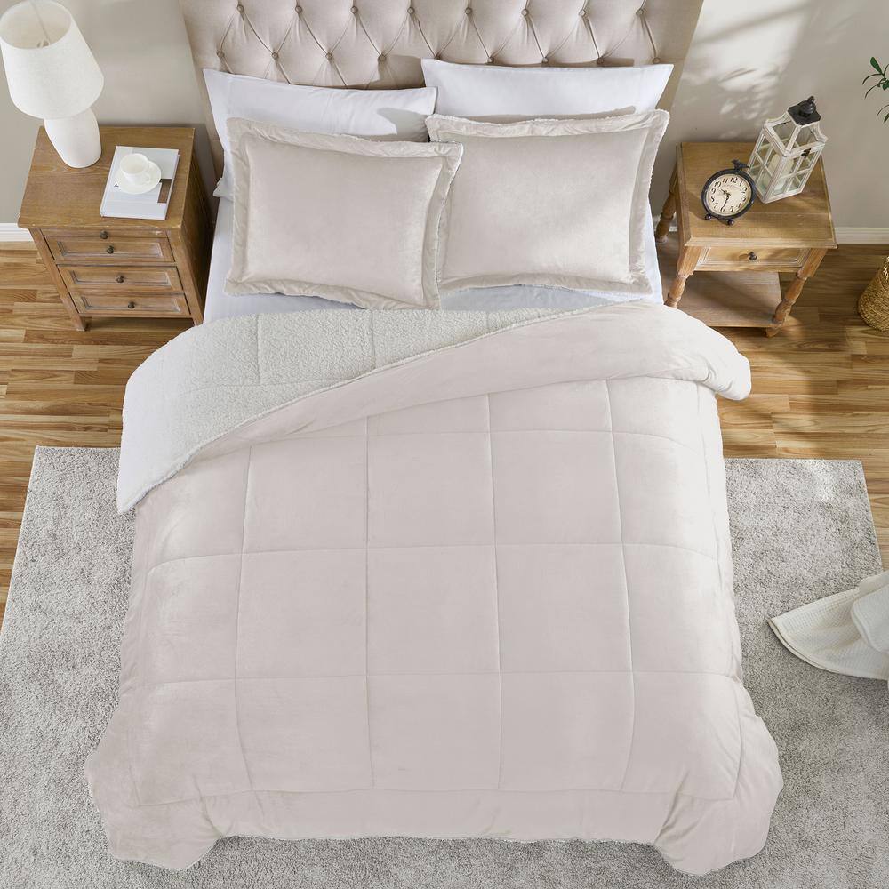 Ivory Twin Reversible Microfiber Down Alternative Comforter Set