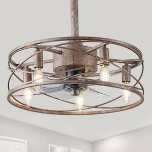 Mcclure 18 in. Indoor Nickel Modern Industrial Ceiling Fan with Lights, 6-Speed Reversible Quiet Ceiling Fan with Remote