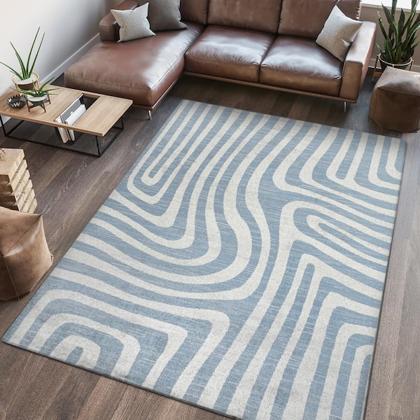 JONATHAN Y Maze Blue/Cream 3 ft. x 5 ft. Abstract 2-Tone Low-Pile