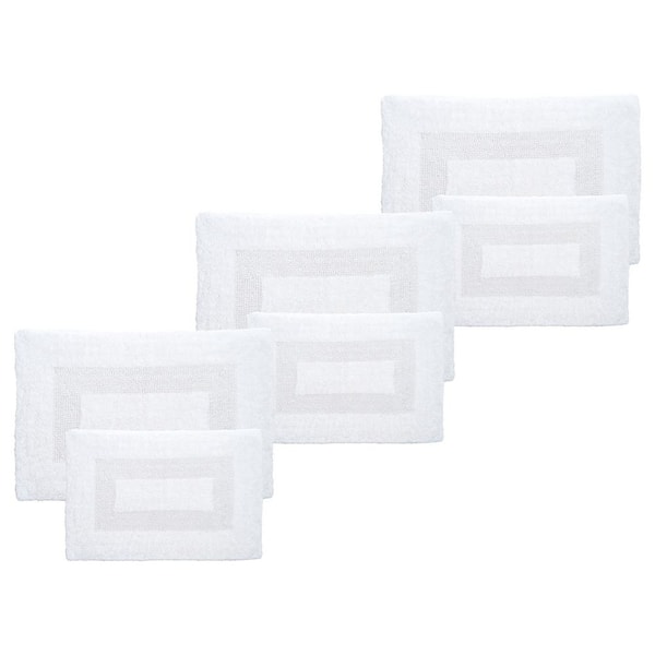 Lavish Home White 6- Piece Cotton Bathroom Mat Set