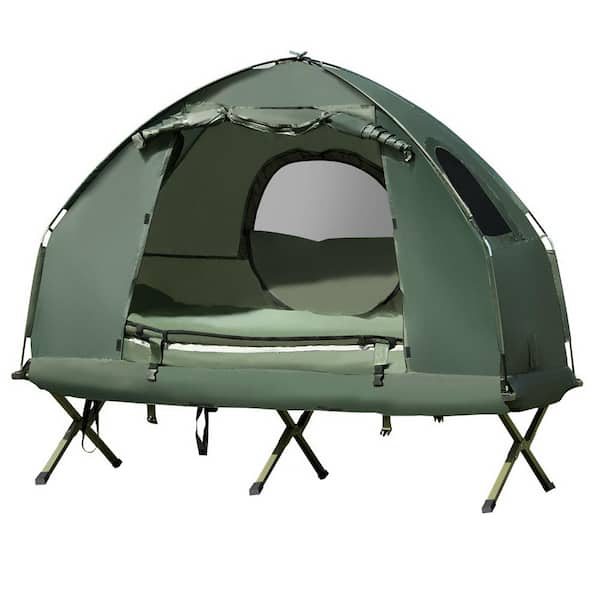Emperor nickel Razor HONEY JOY 1-Person Metal Folding Camping Tent Cot Portable Pop-Up Tent with  Sleeping Bag and Air Mattress for Outdoor TOPB005098 - The Home Depot