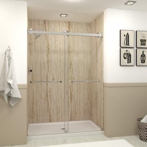 Brooklyn 60 in. W x 80 in. H Sliding Frameless Shower Door in Polished Chrome with Clear Glass