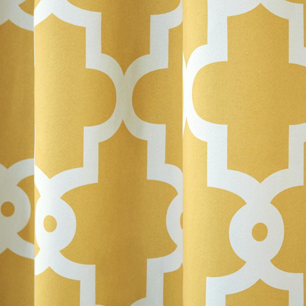 TOWN & COUNTRY EVERYDAY Ironwork Geo Trellis Sateen Indoor Curtains, Room Darkening Blackout, Grommet Top, Energy Efficient, 2-Pack Set, 52"x84", Sundress Yellow
