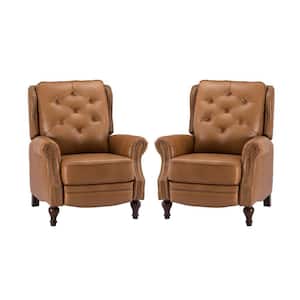 Melantho Camel Faux Leather Standard (No Motion) Recliner with Tufted Cushions (Set of 2)